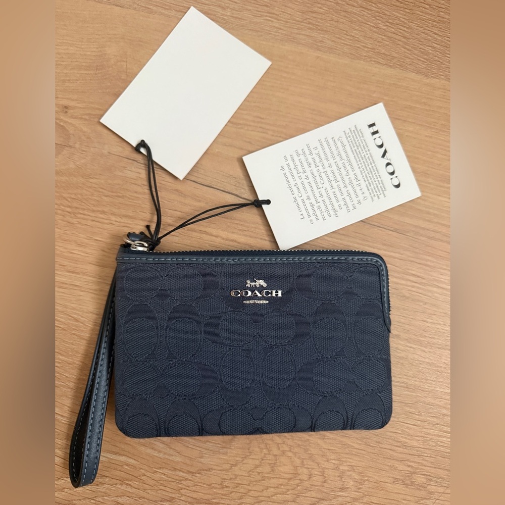 Coach navy wristlet
